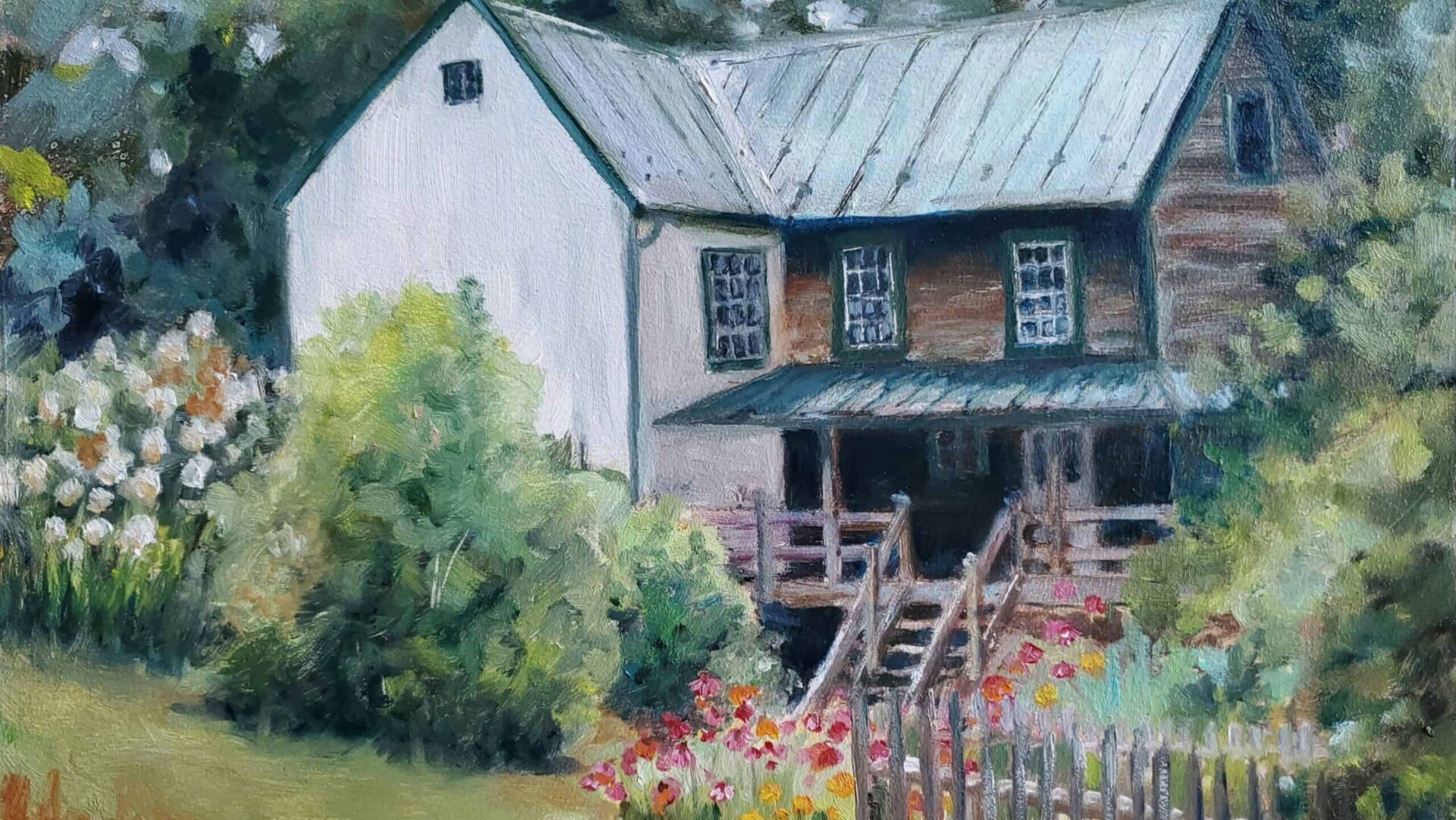 painting of a crows next building