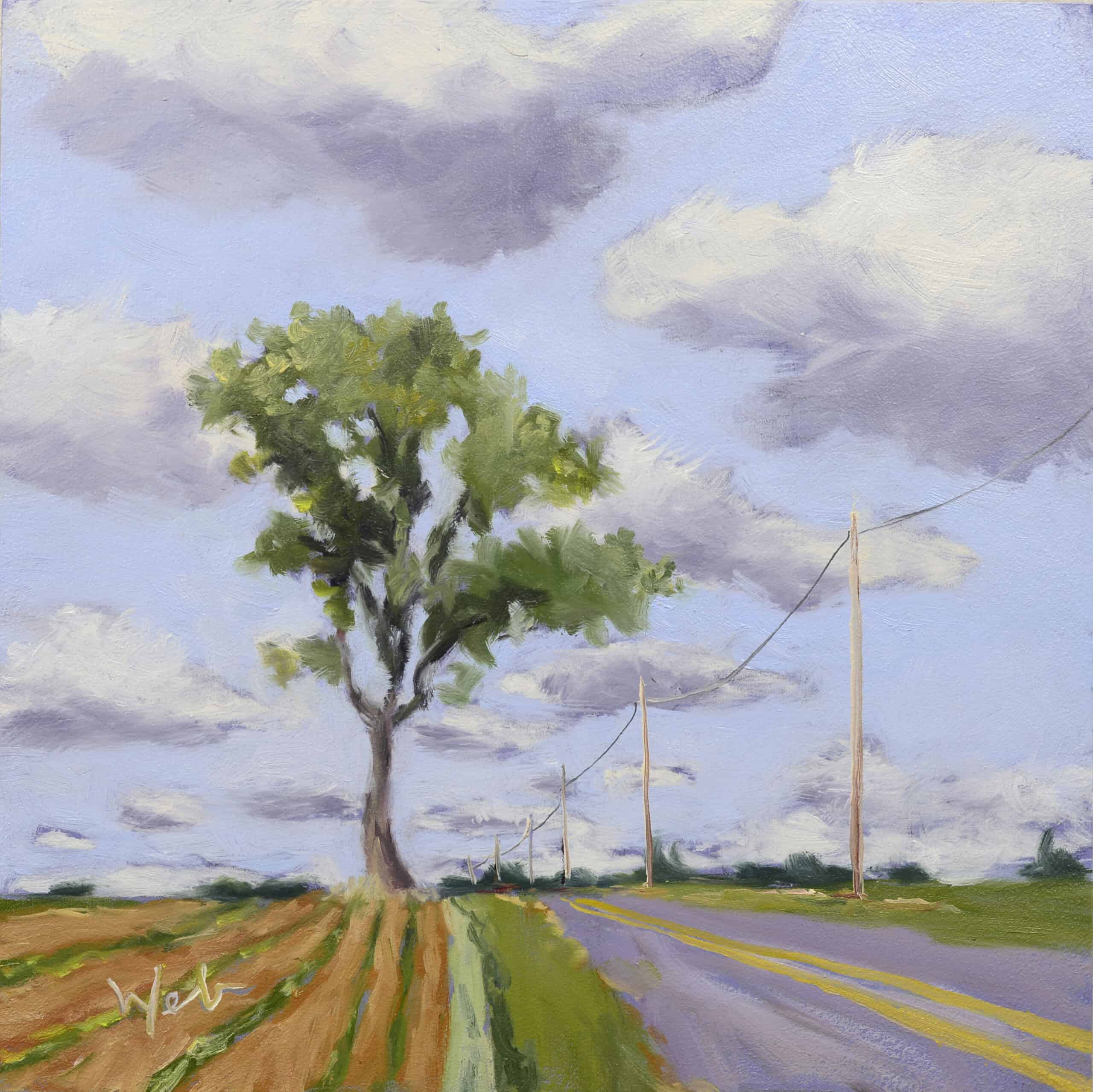 oil painting Craggy Tree on Hertz Road by Karen Weber