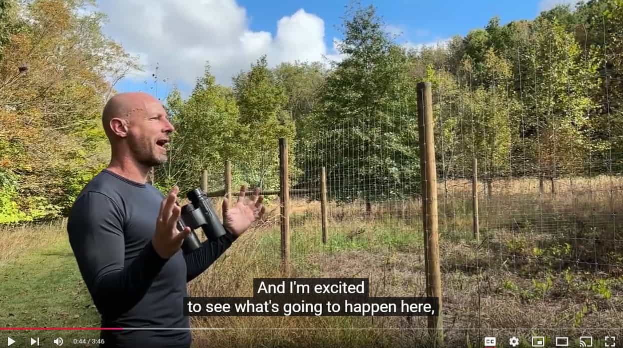 Screen grab of a YouTube video about the deer exclosure fence at Hildacy Preserve