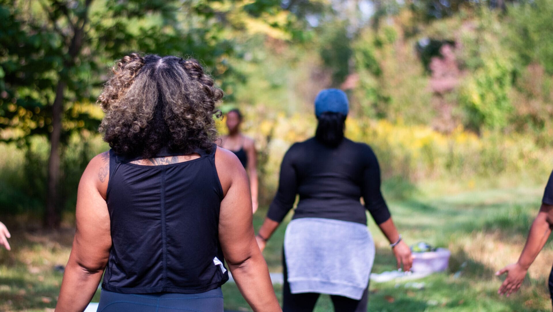 Yoga class in the Circle Garden at Stoneleigh