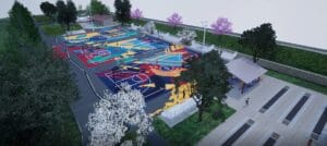 rendering of courts area for Ash Park, Coatesville