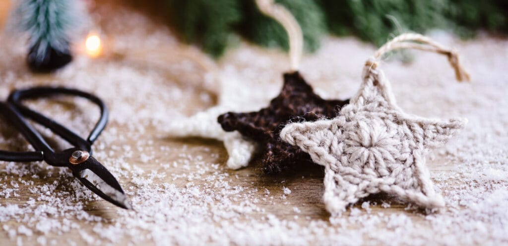 crocheted star tree ornaments