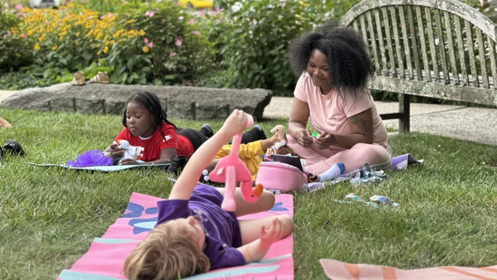 kids playing in a garden