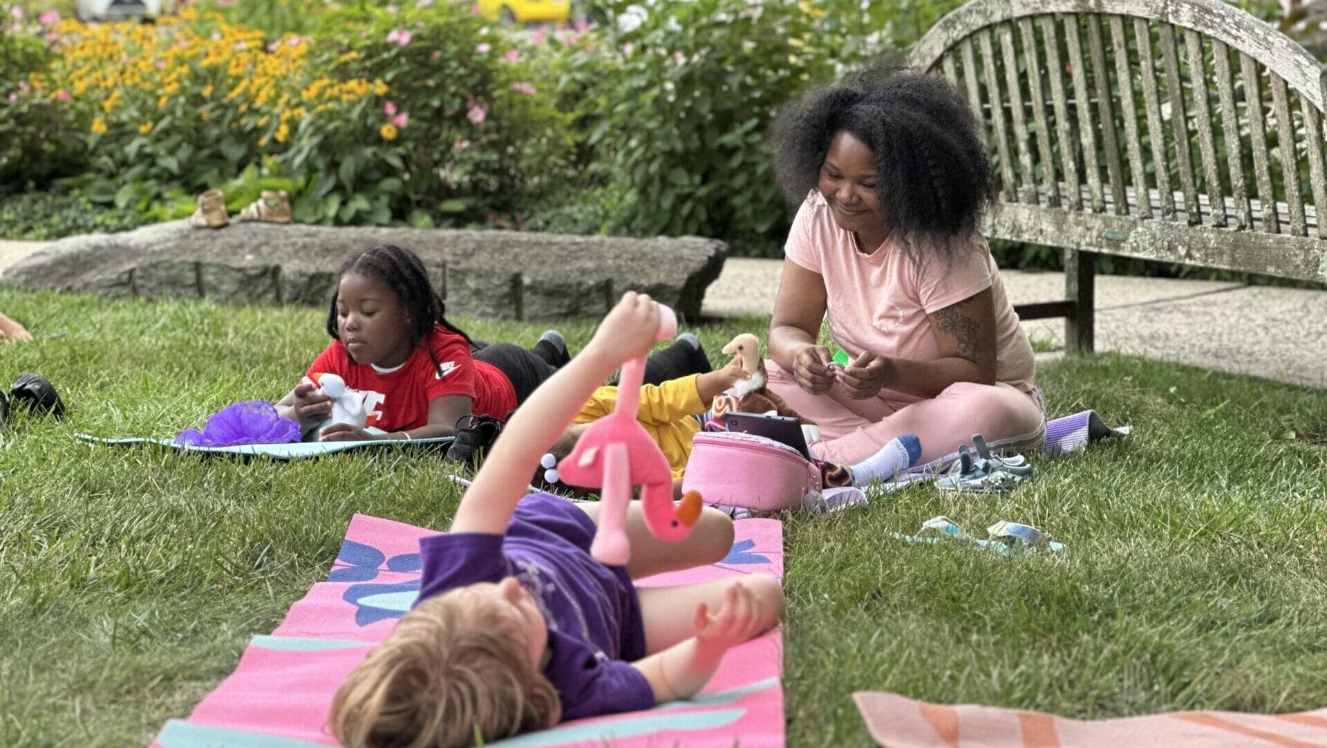 kids playing in a garden
