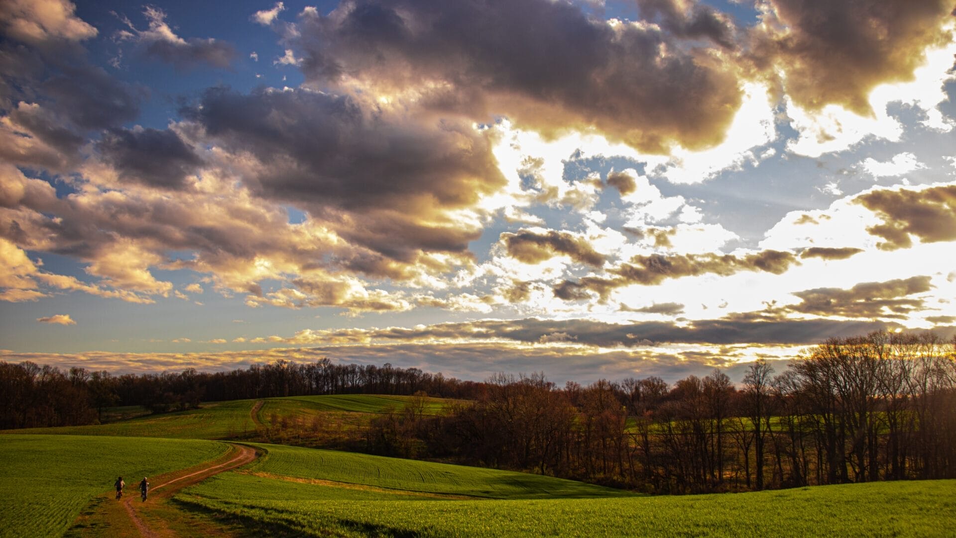 spring landscape with a partly cloudy sky