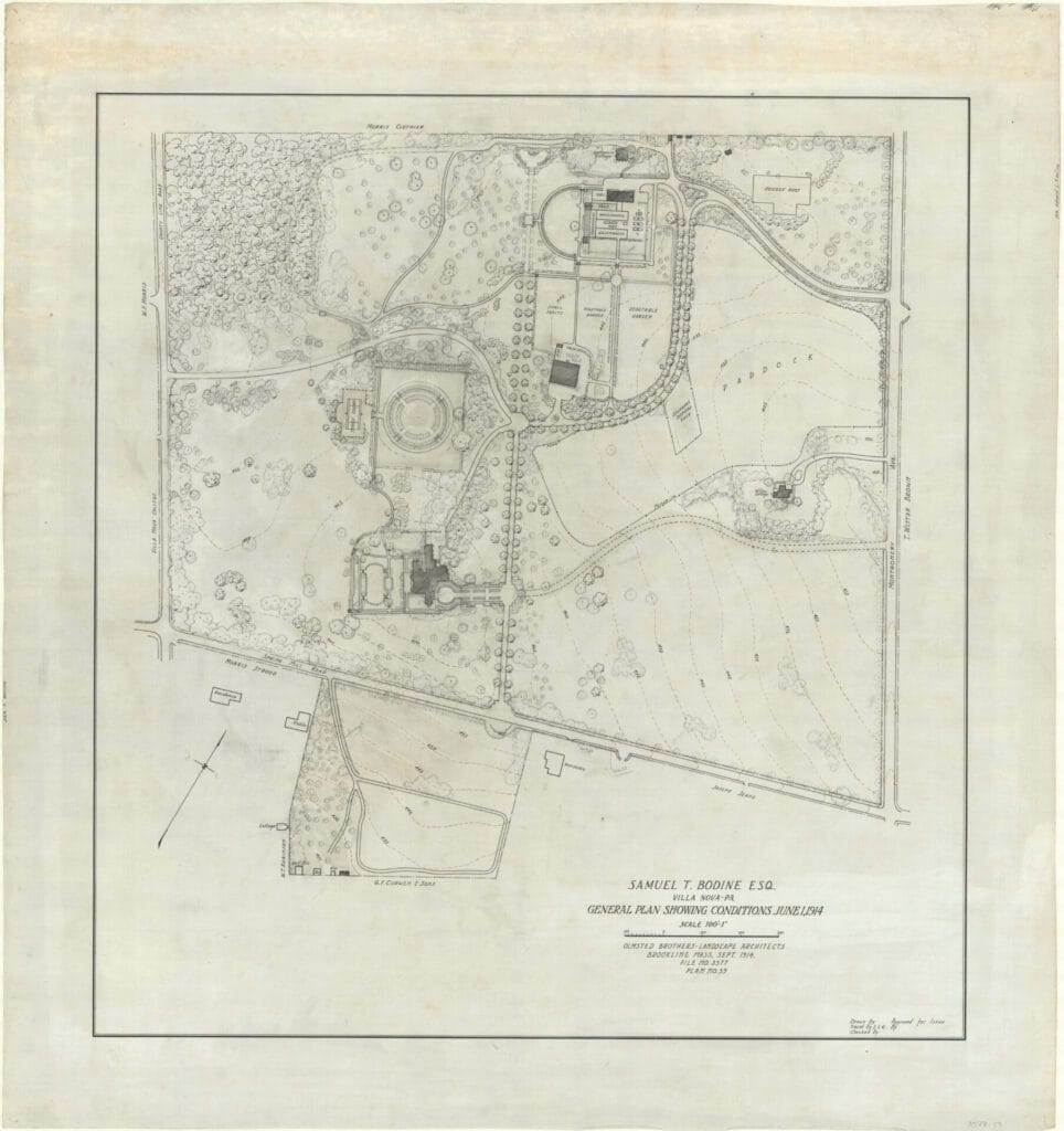1914 Map showing Olmstead Brothers' plans at Oakwell